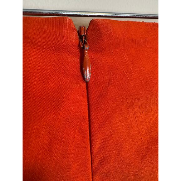 Veronica Beard Slim Linen Blend Mid Rise Orange Honolulu Pant Size 0 - Picture 7 of 10